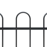 NNEVL Garden Fence with Hoop Top Steel 1.7x0.6 m Black