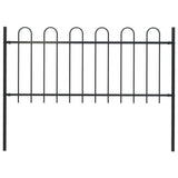 NNEVL Garden Fence with Hoop Top Steel 1.7x0.8 m Black