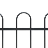 NNEVL Garden Fence with Hoop Top Steel 1.7x0.8 m Black