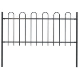 NNEVL Garden Fence with Hoop Top Steel 1.7x1 m Black