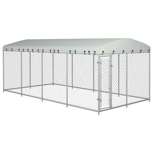 NNEVL Outdoor Dog Kennel with Roof 8x4x2.3 m