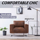 NNEVL Cube Armchair Brown Faux Suede Leather