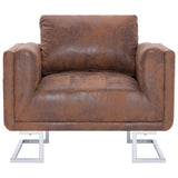 NNEVL Cube Armchair Brown Faux Suede Leather