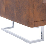NNEVL Cube Armchair Brown Faux Suede Leather