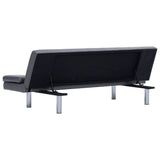NNEVL Sofa Bed with Two Pillows Grey Faux Leather