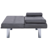 NNEVL Sofa Bed with Two Pillows Grey Faux Leather