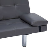 NNEVL Sofa Bed with Two Pillows Grey Faux Leather