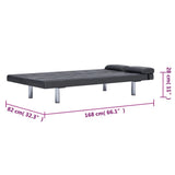 NNEVL Sofa Bed with Two Pillows Grey Faux Leather
