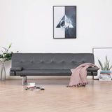 NNEVL Sofa Bed with Two Pillows Grey Faux Leather