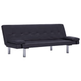 NNEVL Sofa Bed with Two Pillows Brown Faux Leather