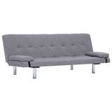NNEVL Sofa Bed with Two Pillows Light Grey Polyester