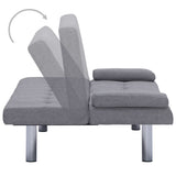 NNEVL Sofa Bed with Two Pillows Light Grey Polyester