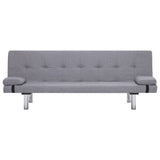 NNEVL Sofa Bed with Two Pillows Light Grey Polyester