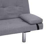 NNEVL Sofa Bed with Two Pillows Light Grey Polyester