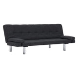 NNEVL Sofa Bed with Two Pillows Dark Grey Polyester