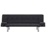 NNEVL Sofa Bed with Two Pillows Dark Grey Polyester
