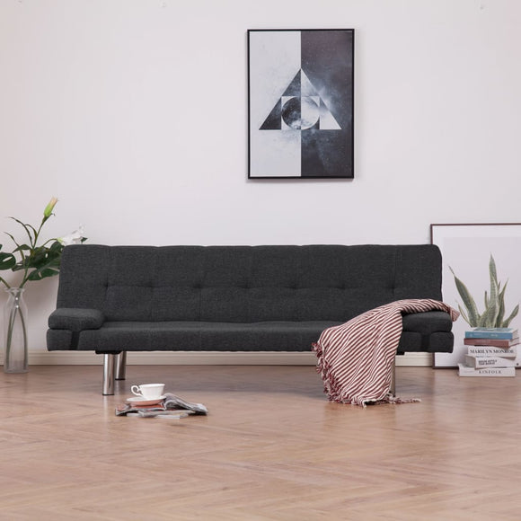 NNEVL Sofa Bed with Two Pillows Dark Grey Polyester