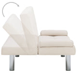 NNEVL Sofa Bed with Two Pillows Cream Polyester