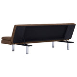 NNEVL Sofa Bed with Two Pillows Brown Polyester