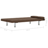 NNEVL Sofa Bed with Two Pillows Brown Polyester