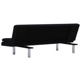 NNEVL Sofa Bed with Two Pillows Black Polyester