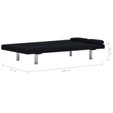 NNEVL Sofa Bed with Two Pillows Black Polyester