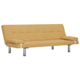 NNEVL Sofa Bed with Two Pillows Yellow Polyester