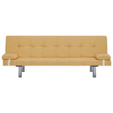 NNEVL Sofa Bed with Two Pillows Yellow Polyester