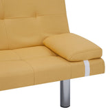NNEVL Sofa Bed with Two Pillows Yellow Polyester