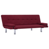NNEVL Sofa Bed with Two Pillows Wine Red Polyester