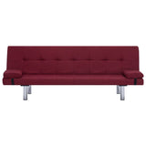 NNEVL Sofa Bed with Two Pillows Wine Red Polyester