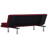 NNEVL Sofa Bed with Two Pillows Wine Red Polyester