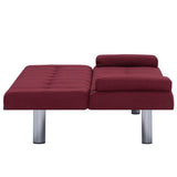 NNEVL Sofa Bed with Two Pillows Wine Red Polyester