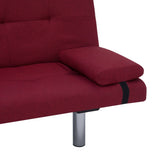 NNEVL Sofa Bed with Two Pillows Wine Red Polyester