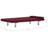 NNEVL Sofa Bed with Two Pillows Wine Red Polyester