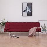 NNEVL Sofa Bed with Two Pillows Wine Red Polyester