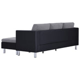 NNEVL 3-Seater Sofa with Cushions Black Faux Leather