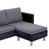 NNEVL 3-Seater Sofa with Cushions Black Faux Leather