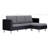 NNEVL 3-Seater Sofa with Cushions Black Faux Leather