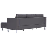 NNEVL 3-Seater Sofa with Cushions Grey Faux Leather