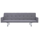 NNEVL Sofa Bed with Armrest Light Grey Polyester