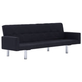 NNEVL Sofa Bed with Armrest Black Polyester