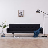 NNEVL Sofa Bed with Armrest Black Polyester