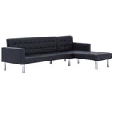 NNEVL L-shaped Sofa Bed Black Faux Leather
