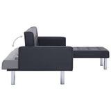 NNEVL L-shaped Sofa Bed Black Faux Leather
