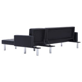 NNEVL L-shaped Sofa Bed Black Faux Leather