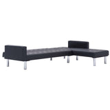 NNEVL L-shaped Sofa Bed Black Faux Leather