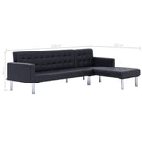 NNEVL L-shaped Sofa Bed Black Faux Leather