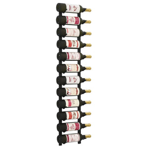 NNEVL Wall Mounted Wine Rack for 12 Bottles Black Iron
