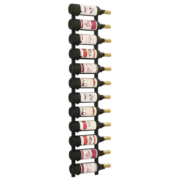 NNEVL Wall Mounted Wine Rack for 12 Bottles Black Iron